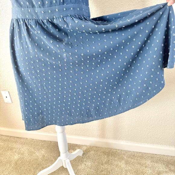 Loemes Floral Fit & Flare Dress Womens Size Large Blue Ruffle Strap Textured - Picture 4 of 15